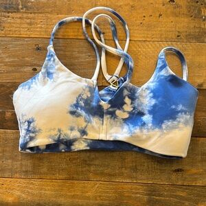 Bombshell Sportswear Blue and White Sports Bras with Racerback Design